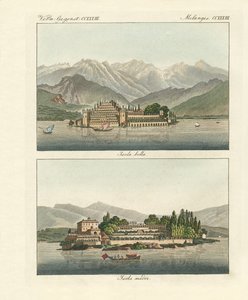 Borromeoöarna (färgad gravyr) av German School