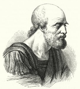 Den bysantinske generalen Belisarius som gammal man (gravyr) av German School