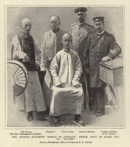 Det kinesiska expiatory uppdraget till Tyskland, Prince Chun ombord på S S "Bayern" (litho) av German School