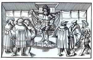 Court of a Baron, efter ett träsnitt i Cosmographie Universelle of Munster, publicerad 1552 av German School