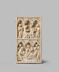 Kristi gravläggning och jungfruns kröning, högra flygeln på en diptyk, 1300-talet av German School