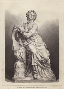 The Grieving Muse, marmorstaty av den tyske skulptören Robert Cauer den äldre (gravyr) av German School