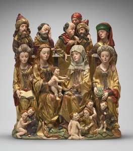 Den heliga släktskapet, ca 1480-1490 (polykromt trä) av German School