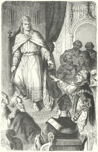 Den helige romerske kejsaren Karl IV ger ut den gyllene tjuren från 1356 (gravyr) av German School
