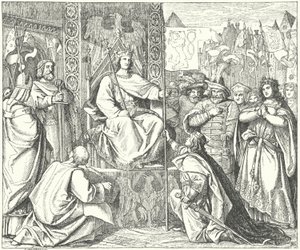 Den helige romerske kejsaren Henrik VII återkallar sin son, Johannes av Böhmen (gravyr) av German School