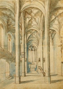 Interiören av en gotisk kyrka, 1592 av German School