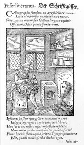 The Letter Plate Maker, utgiven av Hartman Schopper (träsnitt) (b foto)