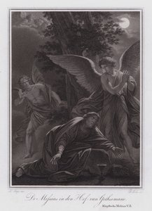Messias i Getsemane trädgård (gravyr) av German School