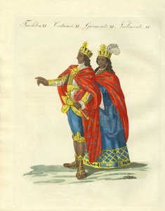 De peruanska inkaorna (färgad gravyr) av German School