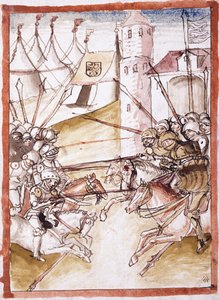 Romarna anfaller Augsburg, ca 1490 av German School