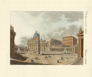 Peterskyrkan i Rom (färgad gravyr) av German School