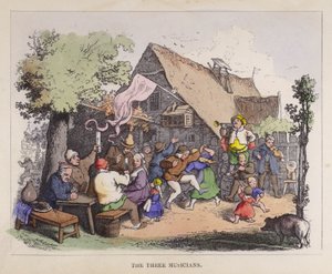 De tre musikerna (färg litho) av German School