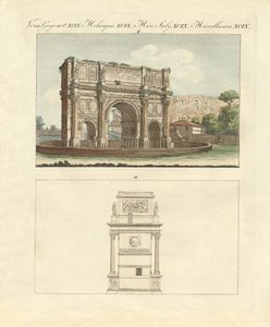 Kejsar Konstantins triumfbåge i Rom (färgad gravyr) av German School