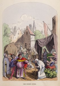 Den orättfärdiga domaren (färg litho) av German School