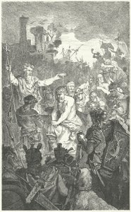 Dopet av Clovis I, Frankernas kung, 496 (gravyr) av German School