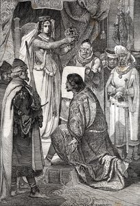 Kröningen av Erik XIII av Pommern till kung av av de nordiska kungadömena Sverige, Danmark och Norge, av Margaret I av Danmark av German School
