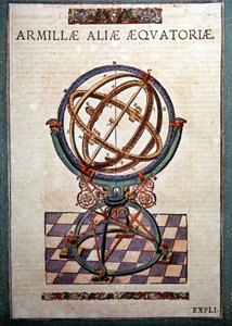 Den ekvatoriala armillarsfären i "astronomin inrättade mekanismer" av Tycho Brahe (1546 - 1601), Wandsbeck av German School