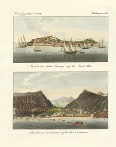 Napoleon Bonapartes exil (färgad gravyr) av German School