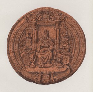Den helige romerske kejsaren Maximilian II:s stora sigill (färg litho) av German School