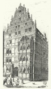 Hemmet för den tyske polymaten Gottfried Wilhelm Leibniz i Hannover (gravyr) av German School
