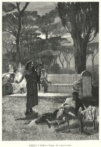 Improvisatorn, antik romersk underhållare (litho) av German School