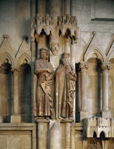 Riddaren Ekkard och hans hustru Uta (Hermann och Reglindis) Skulptur av den tyska skolan. 1245 Cathedrale of Saint Peter and Paul, Naumburg, Tyskland av German School