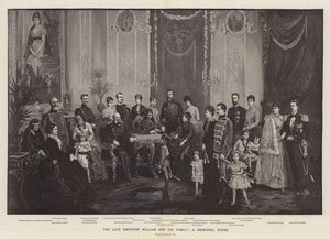 Den bortgångne kejsaren William och hans familj, en minnesplats (gravyr) av German School