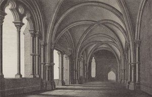 Lobbyn vid klostret Maulbronn, Baden-Württemberg, Tyskland (gravyr) av German School