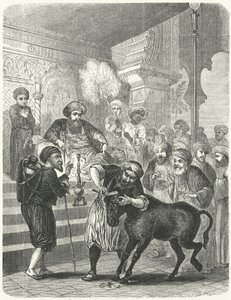 Bonden och hans röv framför kalifen Harun al-Rashid (gravyr) av German School