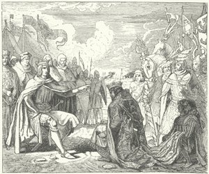 Återupprättandet av Ottokar II som kung av Böhmen av Rudolf av Habsburg av German School