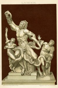 Statyn av Laocoön och hans söner c.1890 (färgkromolitografi) av German School