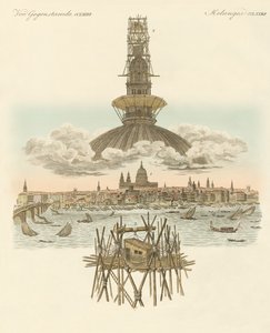 Strukturen på toppen av St. Pauls katedral för panorama av London av German School