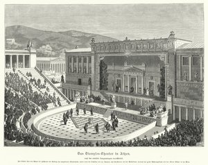 Dionysos Eleuthereus teater, Aten, antikens Grekland (gravyr) av German School