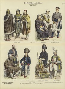 Tibetanska och kashmiriska kostymer, 1800-talet av German School