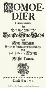 Titelsidan för den dansk-norske dramatikern, filosofen och historikern Ludvig Holbergs komedier av German School