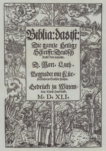Titelsidan för en upplaga från 1541 av Martin Luthers Bibel av German School