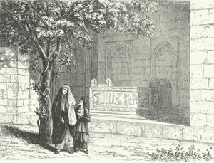 Graven av den persiske poeten Saadi i den iranska staden Shiraz (gravyr) av German School