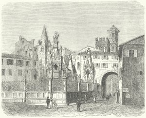 Scaligeris gravar, medeltida härskare i Verona (gravyr) av German School