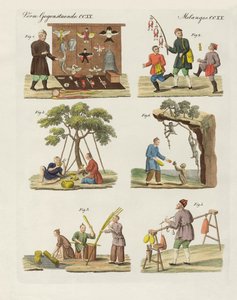 Handel, konst och hantverk i Kina (färgad gravyr) av German School