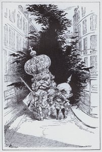 Den tyske kejsarens triumferande intåg i Paris (litho) av German School