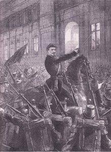 Trochu samlar nationalgardet utanför Hotel de Ville, Cassells historia om kriget mellan Frankrike och Tyskland publicerad av Cassell and Company Limited, ca 1890 (litho) av German School