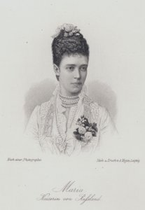 Tsarina Maria Feodorovna, gemål till tsar Alexander III av Ryssland (gravyr) av German School