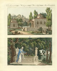 Turkiska grävare (färgad gravyr) av German School
