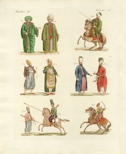 Turkiska nationaldräkter (färgad gravyr) av German School