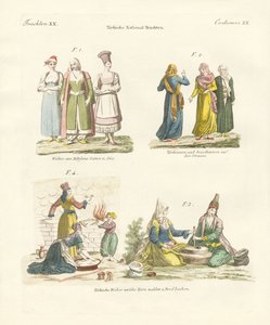 Turkiska nationaldräkter (färgad gravyr) av German School