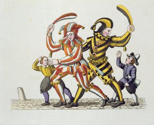 Två gycklare som leker med barn, från gamla Nürnbergs seder och seder i spel och sånger, återutgiven 1831 av German School