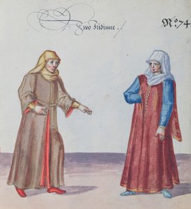 Två judiska kvinnor, ca 1600 (wc på papper) av German School