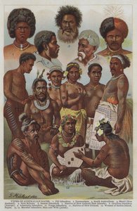 Typer av australiska raser (färg litho) av German School