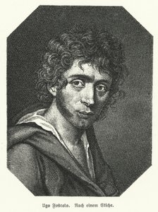 Ugo Foscolo, italiensk poet; soldat och revolutionär (litho) av German School