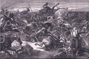 Uhlan attack, Cassells historia om kriget mellan Frankrike och Tyskland publicerad av Cassell and Company Limited, ca 1890 (litho) av German School